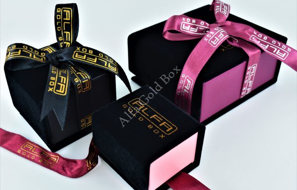 Velvet Black Magnetic Boxes For Jewellery with Ribbon