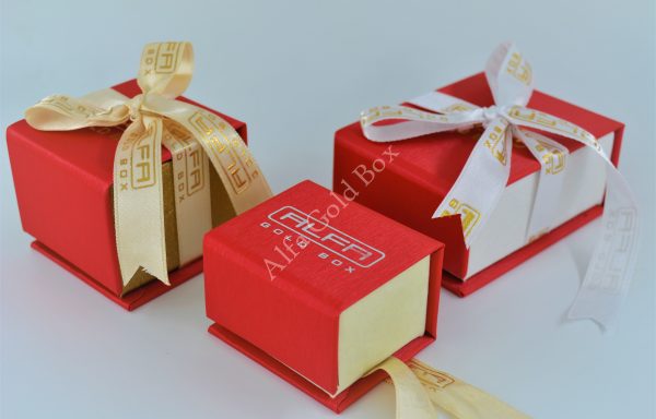 Magnetic Red Leatherette Boxes For Jewellery with Ribbon