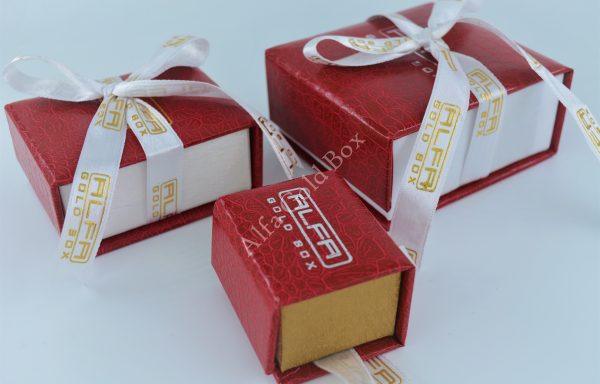 Leather Red Magnetic Boxes For Jewellery with Ribbon