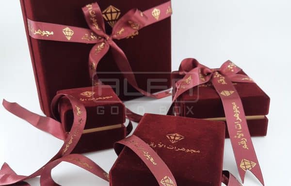 Velvet DarkRed Jewellery Boxes with Ribbon