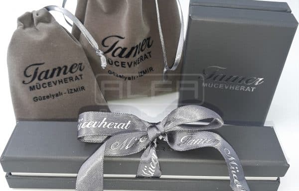 Gray Paper Jewelry Boxes with Ribbon