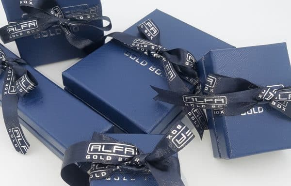 DarkBlue Leather Boxes For Jewellery with Ribbon