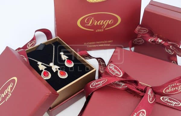 DarkRed Paper Jewelry Boxes with Ribbon