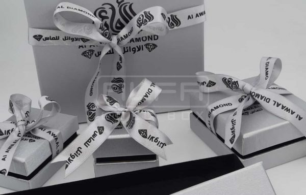 Leatherette Silver Jewelry Boxes with Ribbon