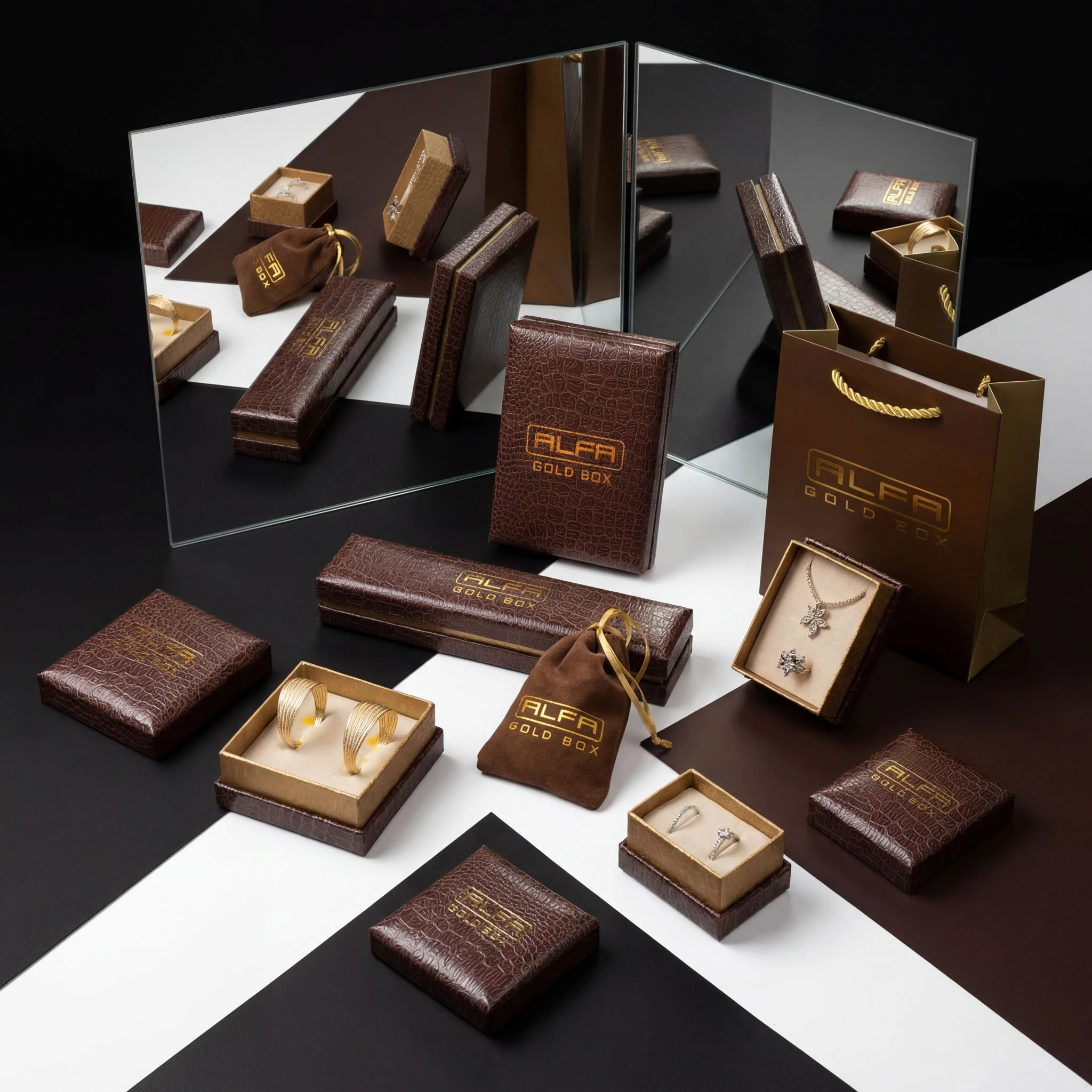 Krokodil Cilt Bezi Çift Kapak Karton Kutular