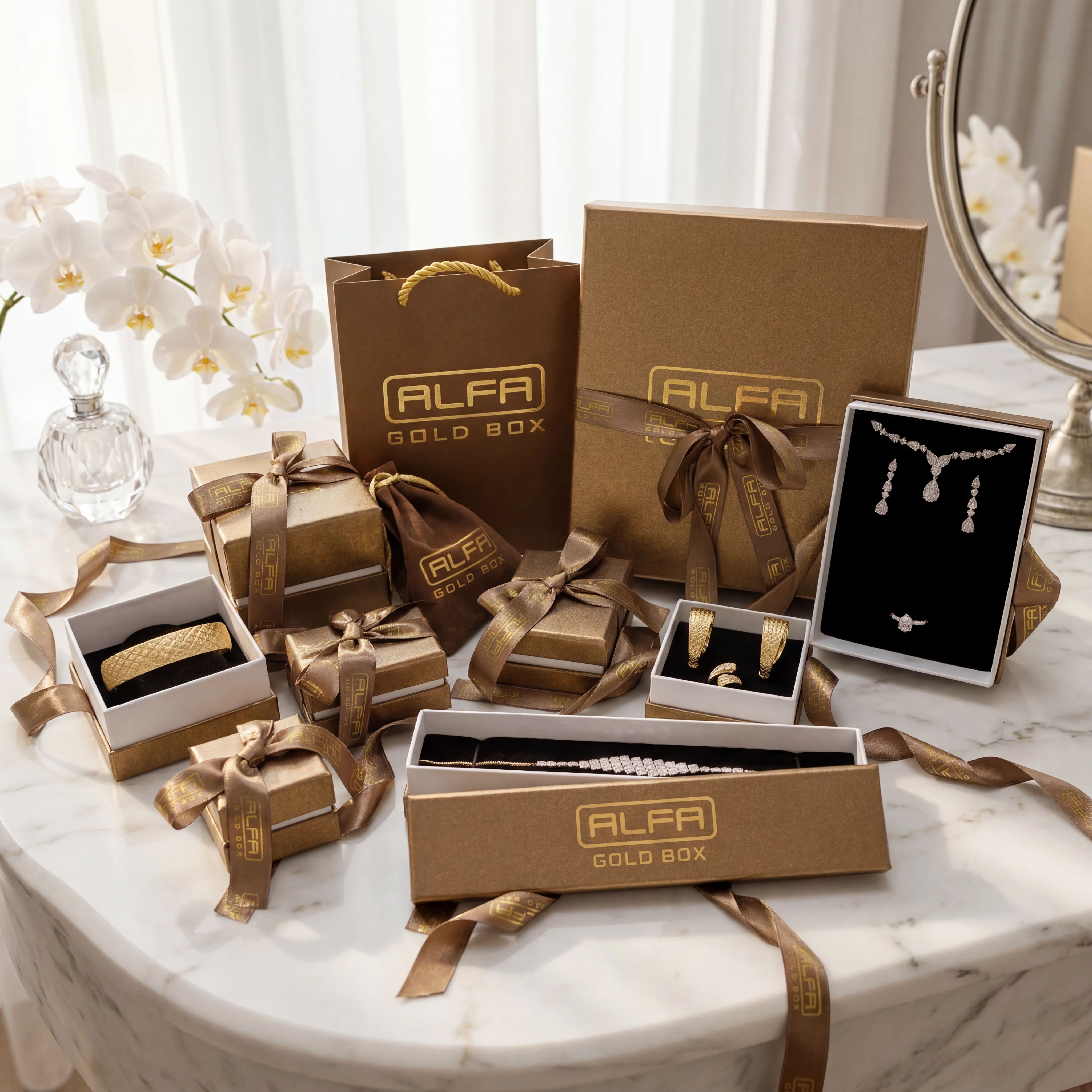 Fantazi Kağıt Kurdeleli Çift Kapak Karton Kutular