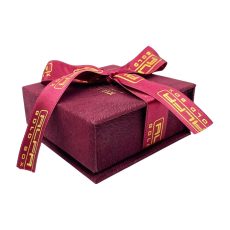 Flocked Paper Mini Square Necklace Box - Magnetic with Ribbon