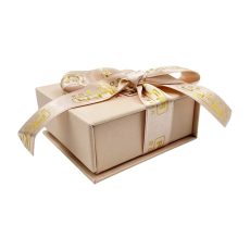 Metallic Paper Mini Square Necklace Box - Magnetic With Ribbon