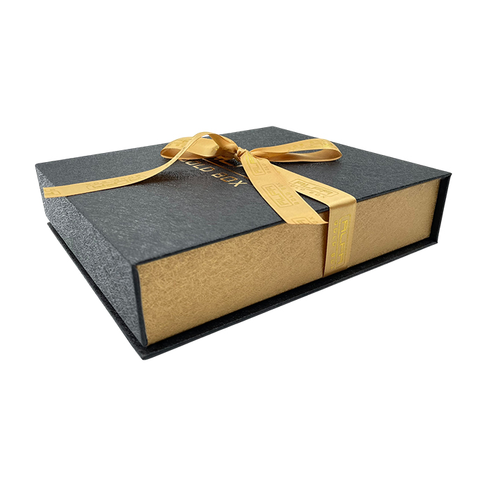 Wavy PVC Coated Paper Set Box Box - Magnetic with Ribbon