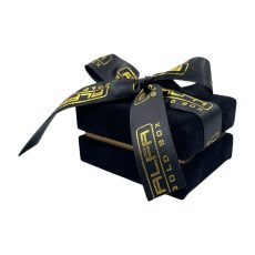 Suede Cloth Mini Square Necklace Box - Two Lid Rigid Box With Ribbon