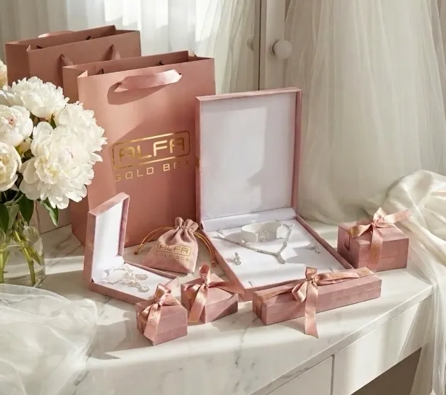 Flocked Plastic Hinged With Ribbon Custom Packaging Collection